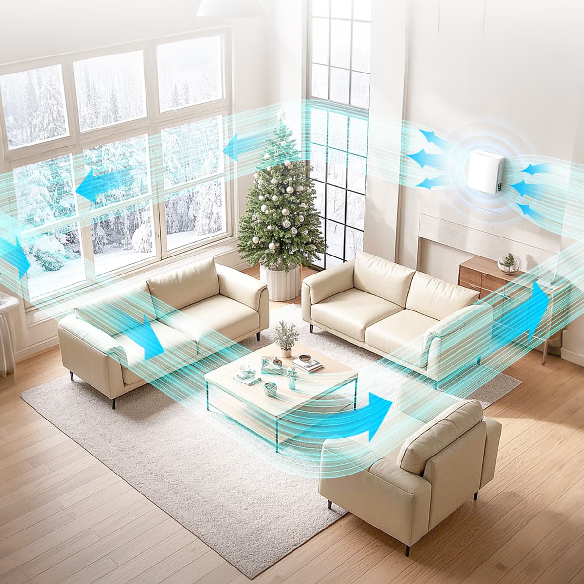 Apartment living room with ventilation