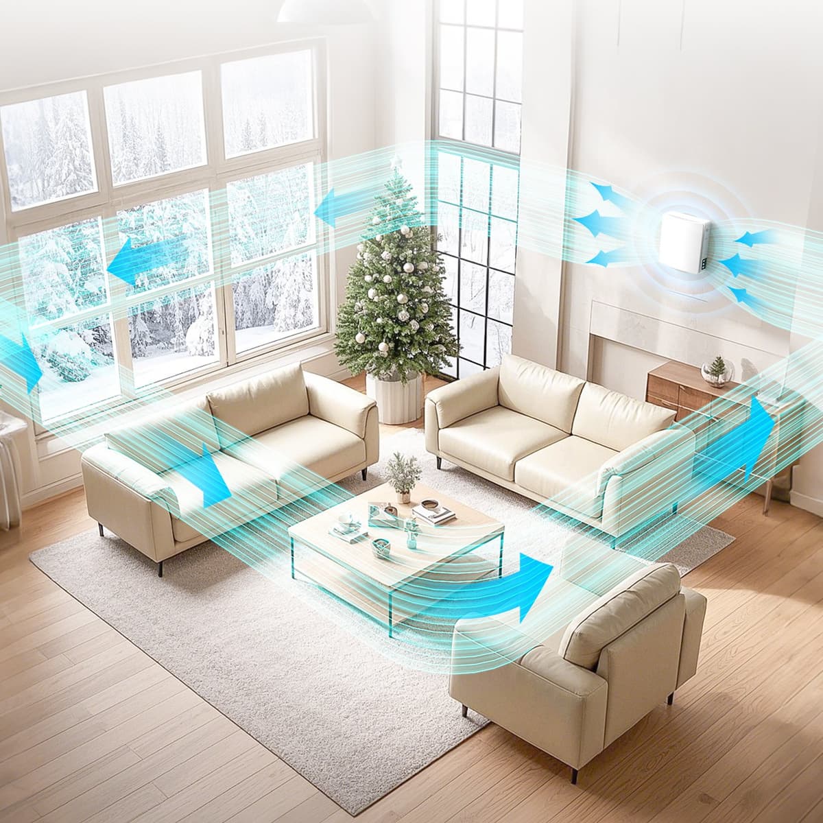 Apartment living room with ventilation